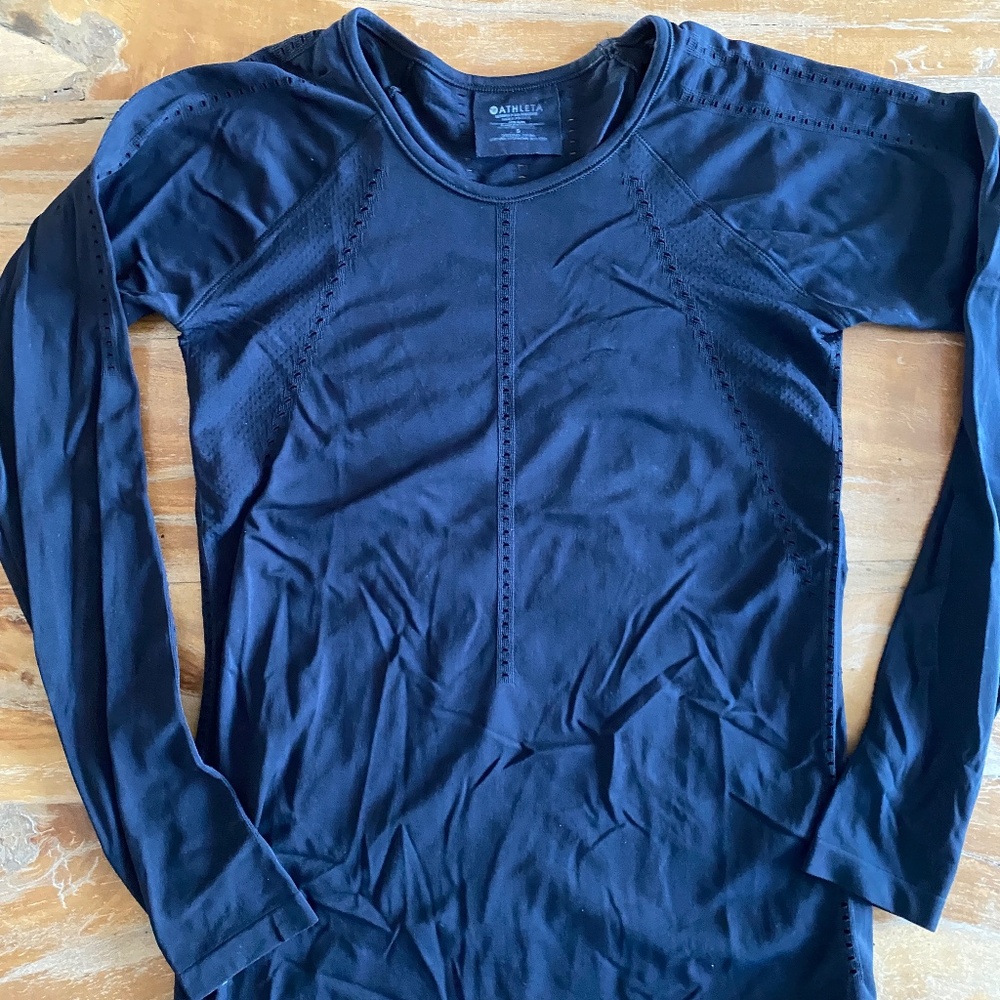 Athleta Foothill Long Sleeve Top Women's Small Black